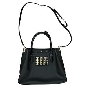 Celine Dion Maestro Black Leather Purse Shoulder Bag Crossbody Pearl Gold